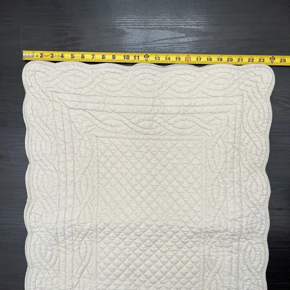 2-PC Pottery Barn Cotton Diamond Quilted Scalloped Border Standard Pillow Shams